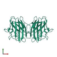 Superoxide dismutase [Cu-Zn] in PDB entry 1sxs, assembly 1, front view.