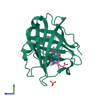 PDB entry 1sxw coloured by chain, side view.