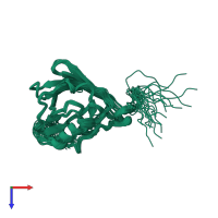 PDB entry 1t0v coloured by chain, ensemble of 20 models, top view.