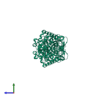 Botulinum neurotoxin E light chain in PDB entry 1t3c, assembly 1, side view.