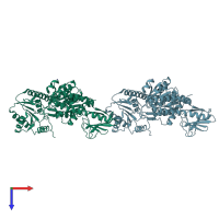 PDB entry 1t5l coloured by chain, top view.