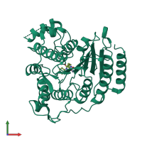 PDB entry 1t69 coloured by chain, front view.