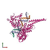 PDB entry 1t8i coloured by chain, front view.