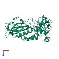 PDB entry 1tdh coloured by chain, top view.