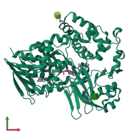 PDB entry 1tdo coloured by chain, front view.