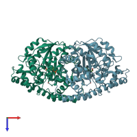 PDB entry 1tog coloured by chain, top view.