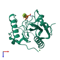 PDB entry 1twq coloured by chain, top view.