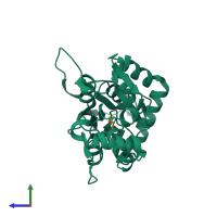 PDB entry 1txf coloured by chain, side view.