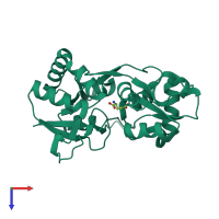 PDB entry 1txf coloured by chain, top view.