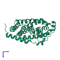 PDB entry 1txi coloured by chain, top view.