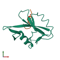 PDB entry 1tze coloured by chain, front view.