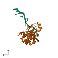 PDB entry 1u1p coloured by chain, side view.
