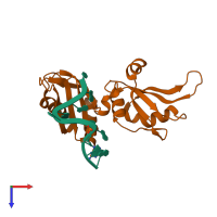 PDB entry 1u1p coloured by chain, top view.