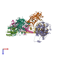 PDB entry 1u2v coloured by chain, top view.