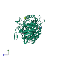 PDB entry 1u30 coloured by chain, side view.