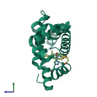 PDB entry 1u7s coloured by chain, side view.