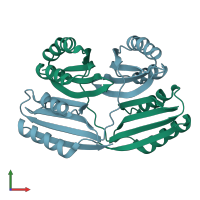 PDB entry 1u8s coloured by chain, front view.