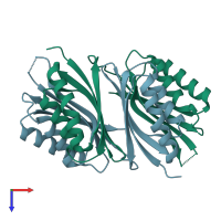 PDB entry 1u8s coloured by chain, top view.