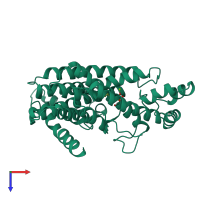 PDB entry 1uby coloured by chain, top view.