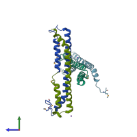 PDB entry 1ud0 coloured by chain, side view.