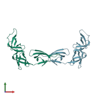 PDB entry 1ueb coloured by chain, front view.