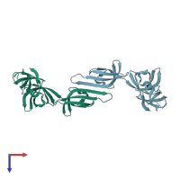 PDB entry 1ueb coloured by chain, top view.