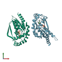PDB entry 1uei coloured by chain, front view.