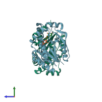 PDB entry 1uei coloured by chain, side view.