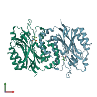 PDB entry 1uf7 coloured by chain, front view.