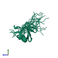 PDB entry 1ujy coloured by chain, ensemble of 20 models, side view.