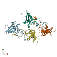 PDB entry 1umr coloured by chain, front view.