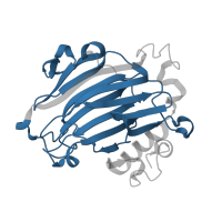 The deposited structure of PDB entry 1un1 contains 2 copies of Pfam domain PF00722 (Glycosyl hydrolases family 16) in Xyloglucan endotransglucosylase protein 34. Showing 1 copy in chain A.