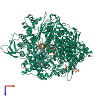 PDB entry 1uon coloured by chain, top view.