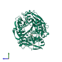 PDB entry 1uoo coloured by chain, side view.