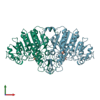 PDB entry 1urb coloured by chain, front view.