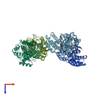 PDB entry 1usk coloured by chain, top view.