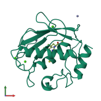 PDB entry 1usn coloured by chain, front view.