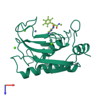 PDB entry 1usn coloured by chain, top view.