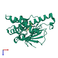 PDB entry 1uyd coloured by chain, top view.