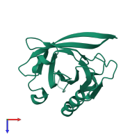 PDB entry 1uz2 coloured by chain, top view.