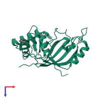 Monomeric assembly 2 of PDB entry 1uzi coloured by chemically distinct molecules, top view.