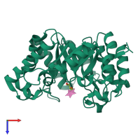 PDB entry 1v0l coloured by chain, top view.