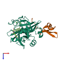 PDB entry 1v3x coloured by chain, top view.