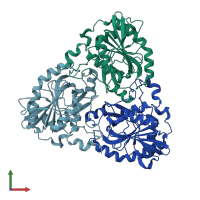 PDB entry 1v4n coloured by chain, front view.