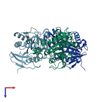 PDB entry 1v4n coloured by chain, top view.