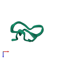 PDB entry 1v4q coloured by chain, ensemble of 18 models, top view.