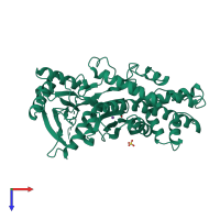 PDB entry 1v4t coloured by chain, top view.