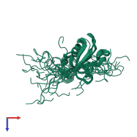 PDB entry 1v62 coloured by chain, ensemble of 20 models, top view.