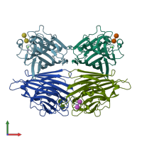 PDB entry 1v6j coloured by chain, front view.