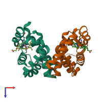 PDB entry 1v75 coloured by chain, top view.